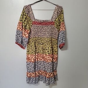 Jessica Simpson Half Sleeve Smocked Peasant Dress - Earthtones Size XL